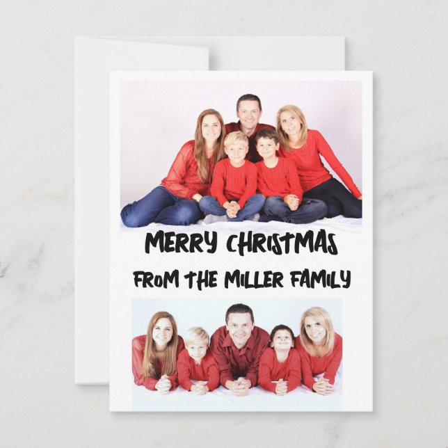 ZWEI FOTO-FLACHCHRISTMAS-KARTE FEIERTAGSKARTE (Vorderseite)