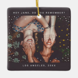 Zwei Foto Friends Minimalistisch Holiday Keepake Keramikornament