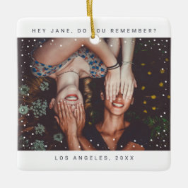 Zwei Foto Friends Minimalistisch Holiday Keepake Keramikornament