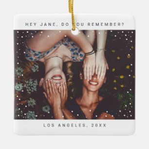 Zwei Foto Friends Minimalistisch Holiday Keepake Keramikornament