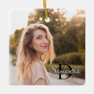 Zwei Foto Girly Chic Monogram Keramikornament