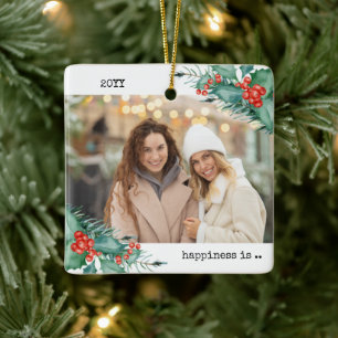 Zwei-Foto-Glück ist dich als Freund zu haben Holly Keramikornament