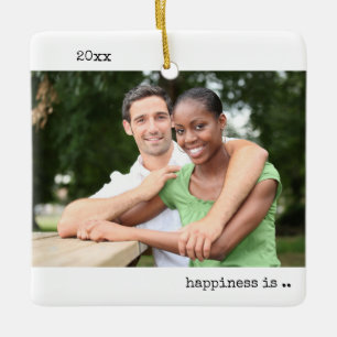 Zwei Foto Glück ist Verlobt Minimalistisch Keramikornament