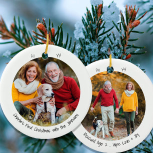 Zwei Foto Hund Erstes Weihnachten Cute Minimalisti Keramik Ornament
