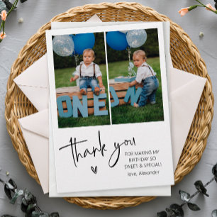 Zwei Foto Kindergeburtstag Dankeskarte