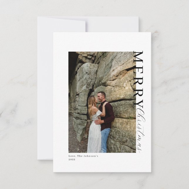 Zwei Foto minimalistische Weihnachtskarte RSVP Karte (Vorderseite)