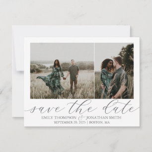 Zwei Foto Save the Date Karte in Grau