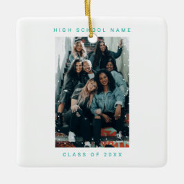 Zwei Foto Türkisblaue Schneefall Schule Uni Keramikornament