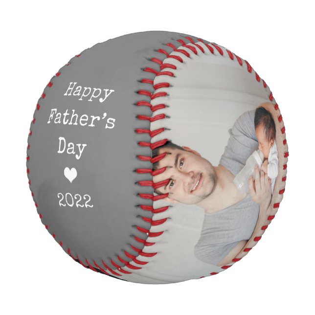 Zwei Foto- und Schreibmaschinen-Text | Glücklicher Baseball (Schrägansicht)