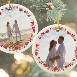 zwei Foto Weihnachtsfeiertag botanischer Kranz Keramik Ornament