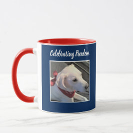 Zwei Fotos 4. Juli Red White Blue Niedlich Dog Tasse