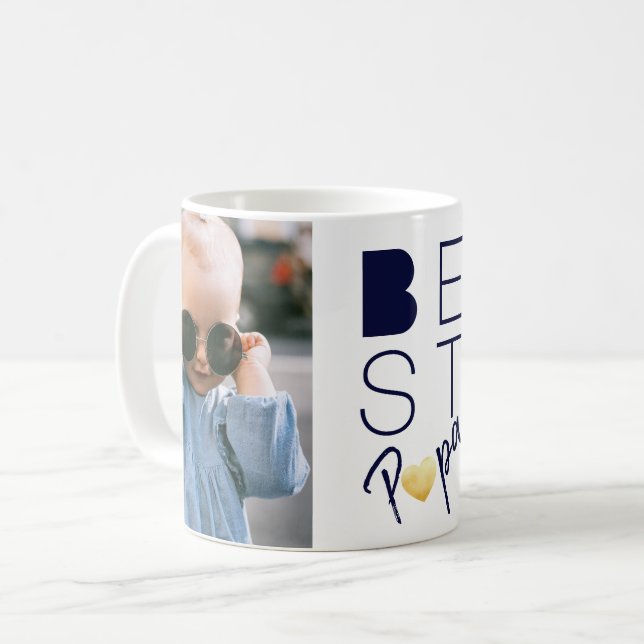 Zwei Fotos Blue White Papa Tasse (Vorderseite Links)