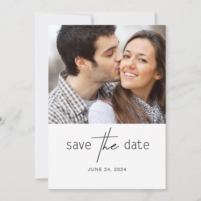 Zwei Fotos einfache Hochzeit speichern das Datum Save The Date (Vorderseite)