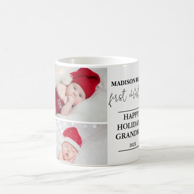 Zwei Fotos Erste Weihnachtsfeier Großmutter Tasse (Mittel)