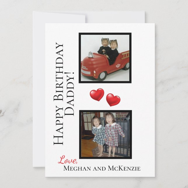 Zwei Fotos Happy Birthday Daddy Personalisiert Car Karte (Vorderseite)