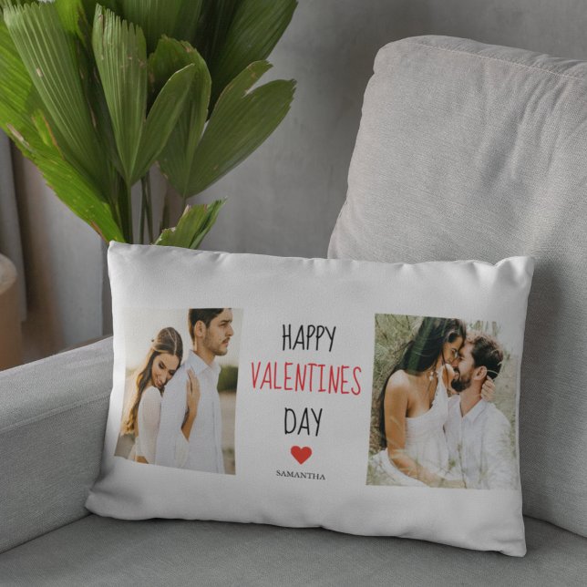Zwei Fotos | Happy Valentines Day | Couple Gift Lendenkissen (Von Creator hochgeladen)