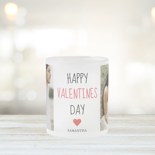 Zwei Fotos | Happy Valentines Day | Couple Gift Mattglastasse (Von Creator hochgeladen)