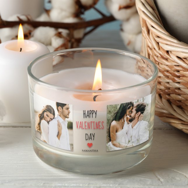 Zwei Fotos | Happy Valentines Day | Couple Gift Rechteckiger Aufkleber (Von Creator hochgeladen)