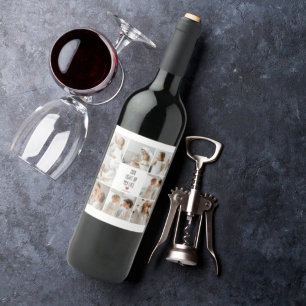 Zwei Fotos Happy Valentines Day Romantisches Z Weinetikett