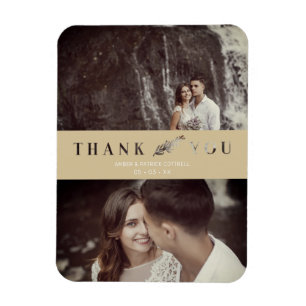 Zwei Fotos Hochzeit Couple Gold Cut Paper Effect Magnet