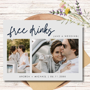 Zwei Fotos Hochzeit speichern das Datum Einladungspostkarte