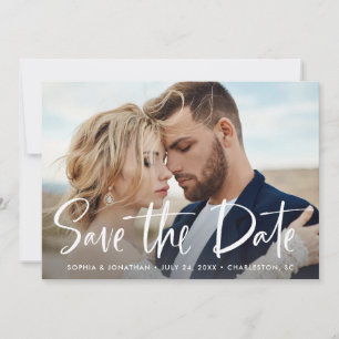 Zwei Fotos mit modernem Schriftzug Save The Date