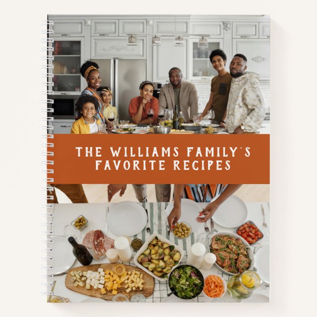 Zwei Fotos Pumpkin Orange einfache Familienrezepte Notizbuch (Vorderseite)