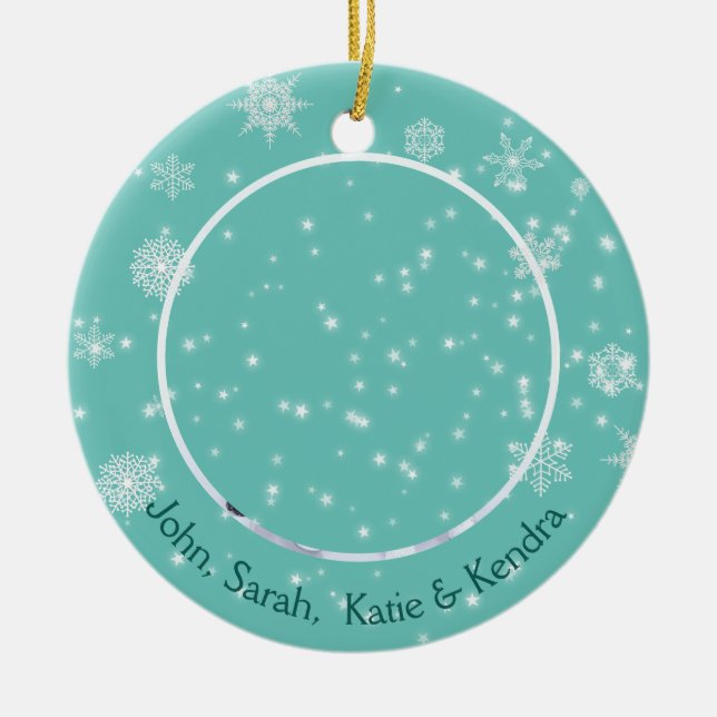 Zwei Fotos Weihnachtsschneeflocken doppelt gesiegt Keramik Ornament (Vorne)