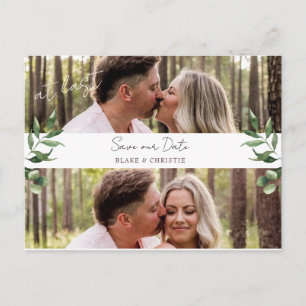 Zwei Fotos zur letzten Hochzeit Save the Date Post Postkarte