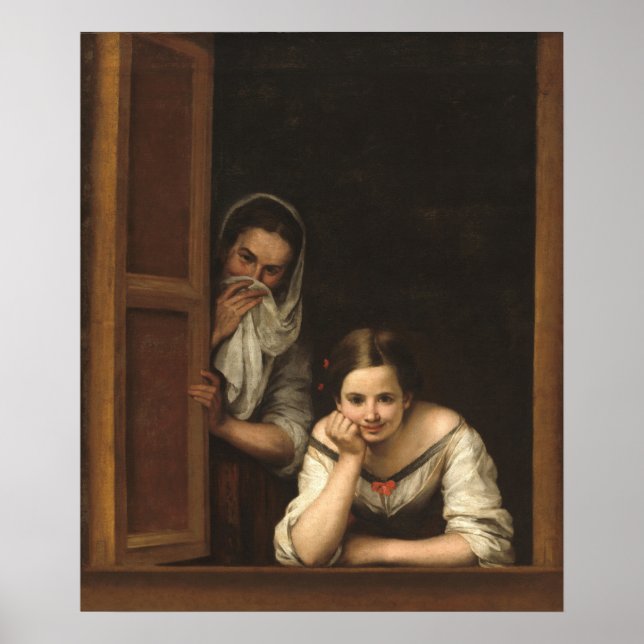 Zwei Frauen am Fenster - Murillo Fine Art Poster (Vorne)