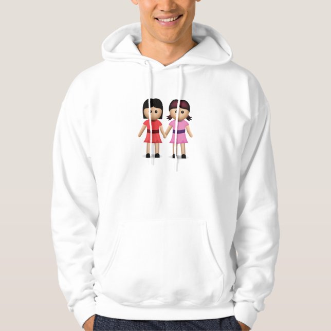 Zwei Frauen, die Hände Emoji halten Hoodie (Vorderseite)