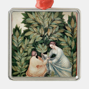 Zwei Frauen, die Salbei, von 'Tacuinum auswählen Ornament Aus Metall