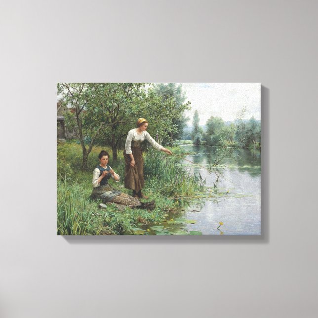 Zwei Frauen Fischen von Daniel Ridgway Knight Leinwanddruck (Vorderseite)