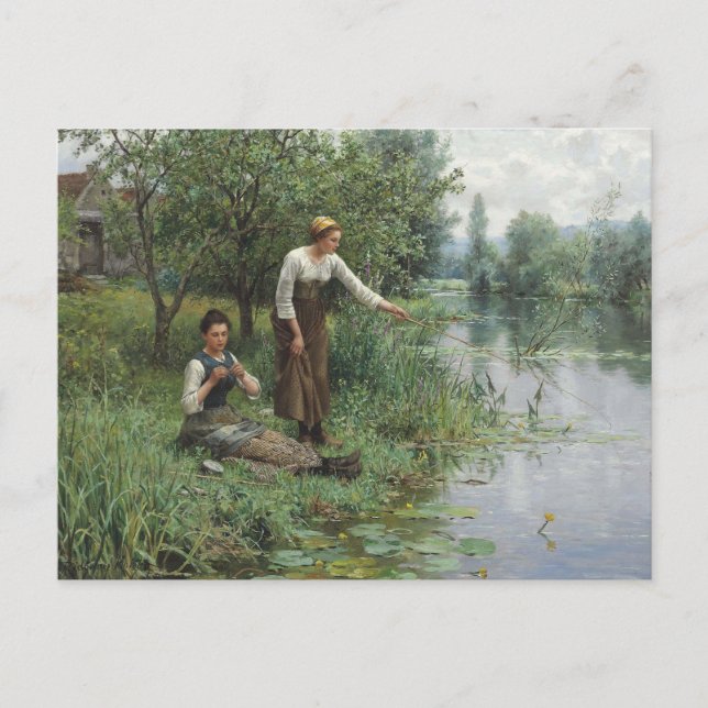 Zwei Frauen Fischen von Daniel Ridgway Knight Postkarte (Vorderseite)