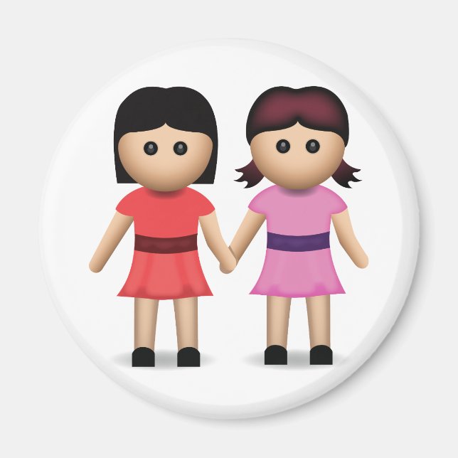 Zwei Frauen halten Emoji in den Händen Magnet (Vorne)
