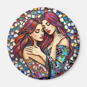 Zwei Frauen in Liebe   Imitats Mosaik Tile Style Magnet