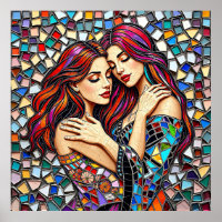 Zwei Frauen in Liebe | Imitats Mosaik Tile Style