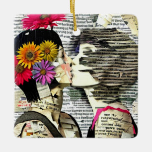 Zwei Frauen in Liebe   Pride Kiss Keramikornament