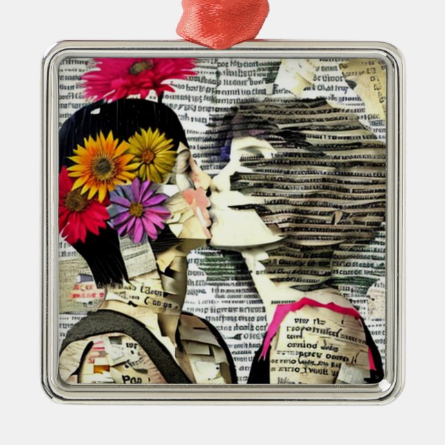 Zwei Frauen in Liebe | Pride Kiss Ornament Aus Metall (Vorne)