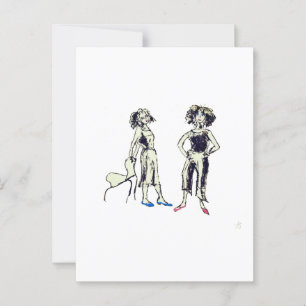 Zwei Frauen mit lockigen Haaren Postkarte