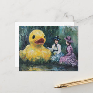Zwei Frauen picknicken im Park mit einer riesigen  Postkarte