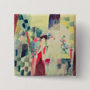 Zwei Frauen und ein Mann mit Papageien, 20. Button