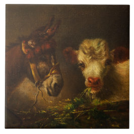 Zwei Freunde (Donkey und Lamm) (Landtiere) Fliese