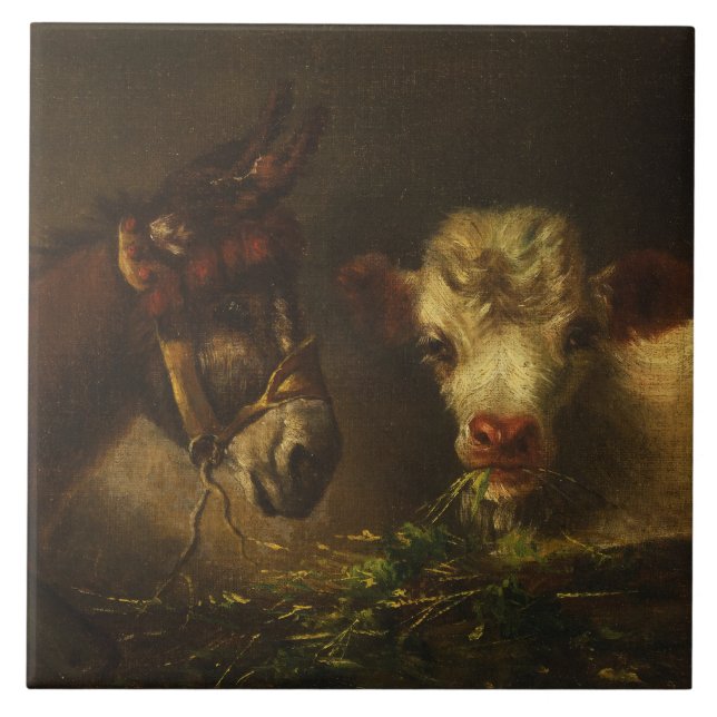 Zwei Freunde (Donkey und Lamm) (Landtiere) Fliese (Vorderseite)