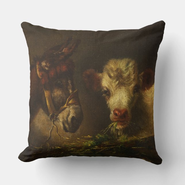 Zwei Freunde (Donkey und Lamm) (Landtiere) Kissen (Vorderseite)