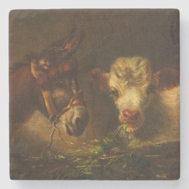 Zwei Freunde (Donkey und Lamm) (Landtiere) Steinuntersetzer