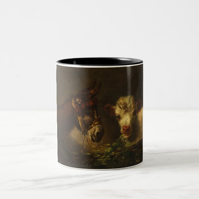 Zwei Freunde (Donkey und Lamm) (Landtiere) Zweifarbige Tasse (Mittel)