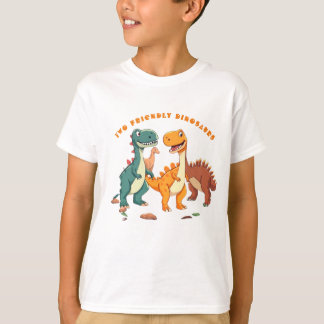 Zwei freundliche Cartoon Dinosaurier T-Shirt