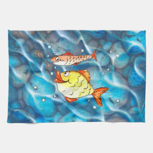 Zwei fröhliche Fische Geschirrtuch