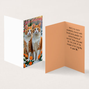 Zwei fröhliche Katzen Weihnachtskarte